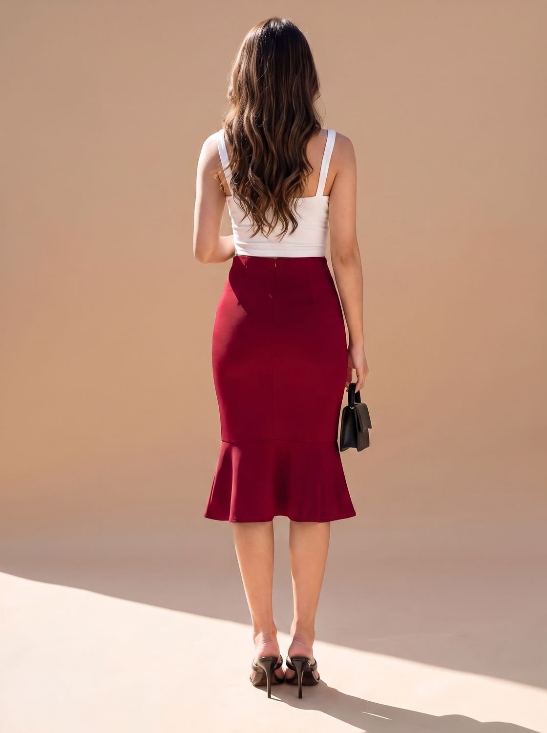 Women's High-Waisted Fishtail Midi Skirt