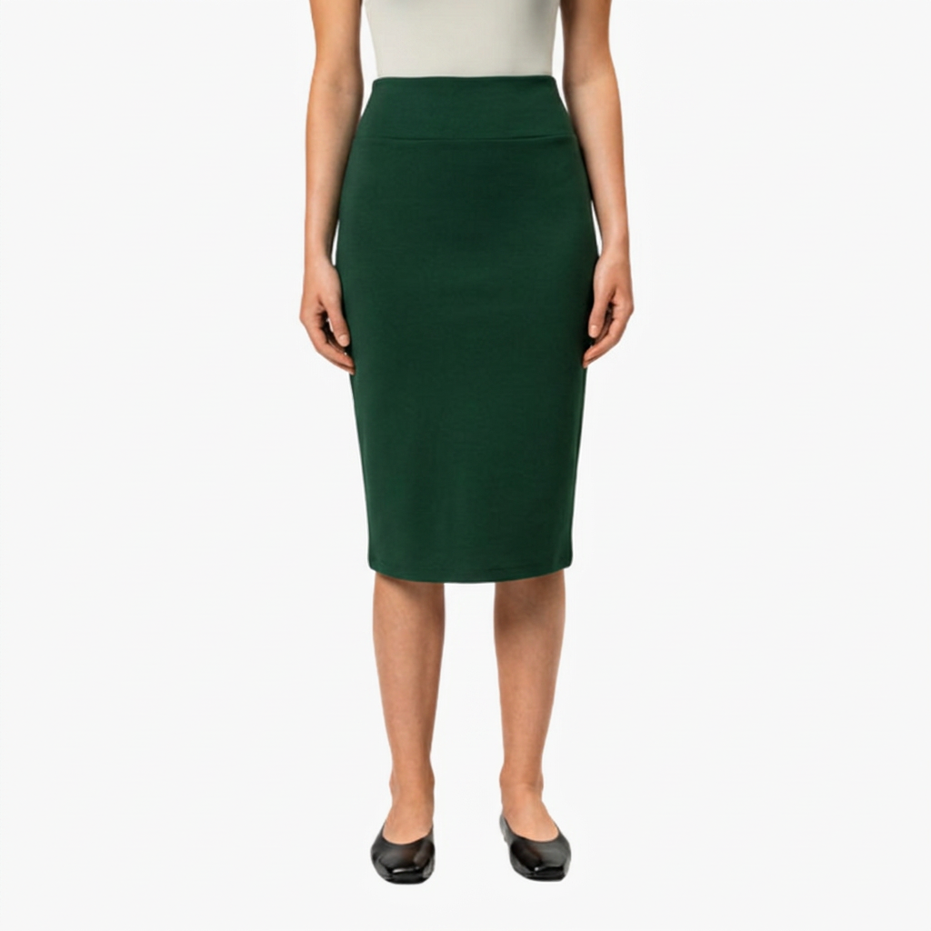Women's High-Waisted Stretch Pencil Midi Skirt