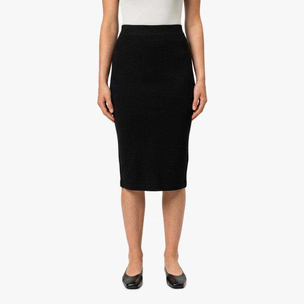 Women's High-Waisted Stretch Pencil Midi Skirt
