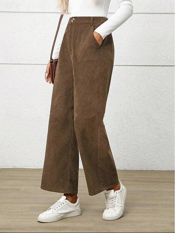 Women's High-Waist Wide-Leg Trousers with Pockets