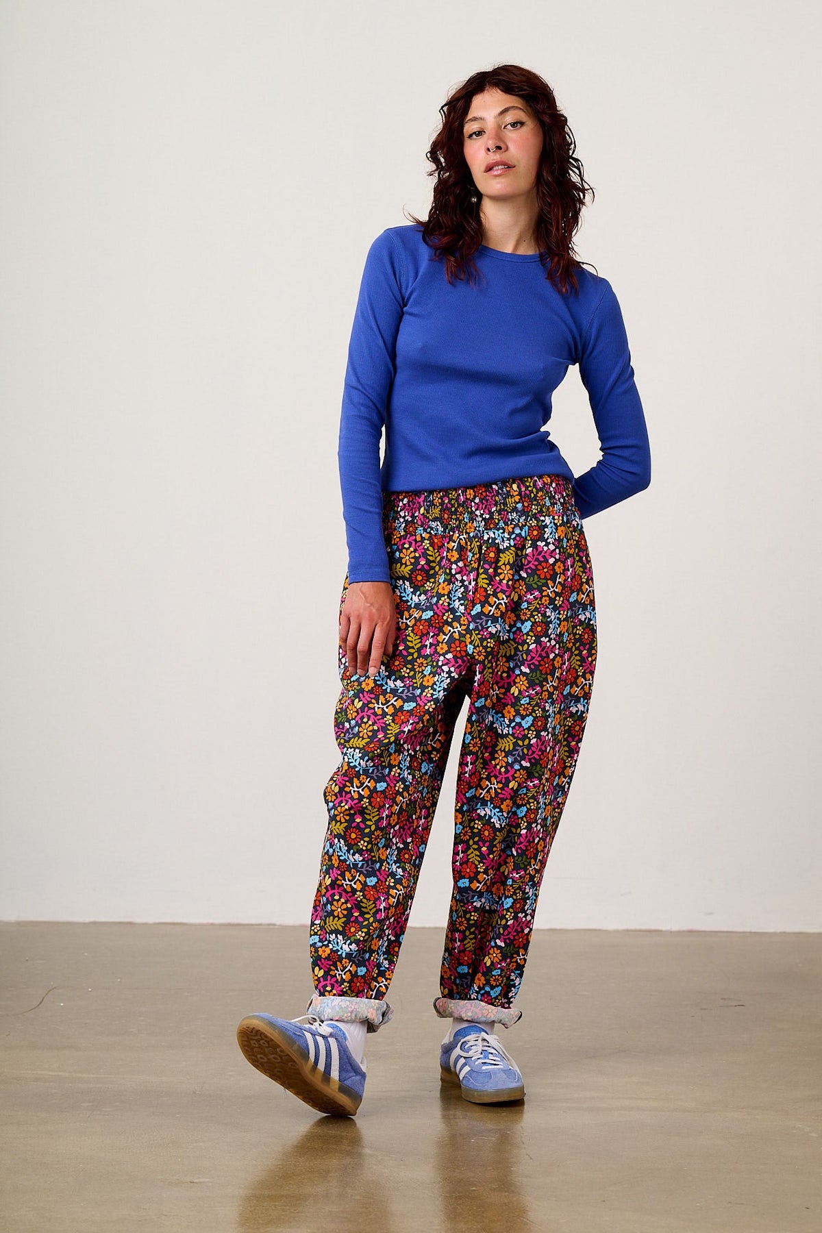 Women's Floral Print Elasticated Tapered Trousers