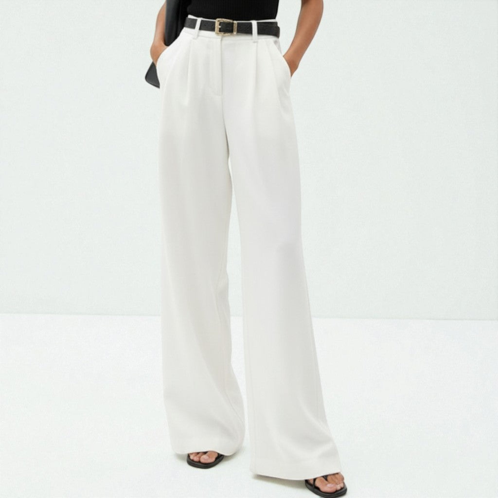 Women's Pleated High-Waisted Wide-Leg Trousers