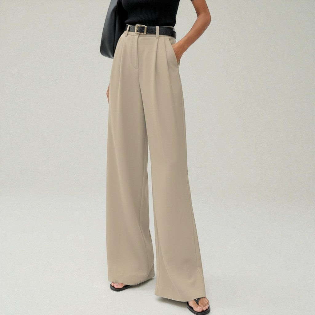 Women's Pleated High-Waisted Wide-Leg Trousers