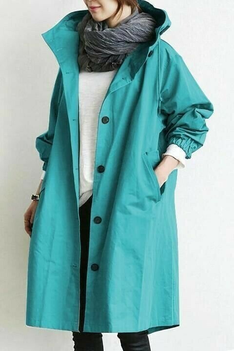 Women's Hooded Button-Front Longline Trench Coat