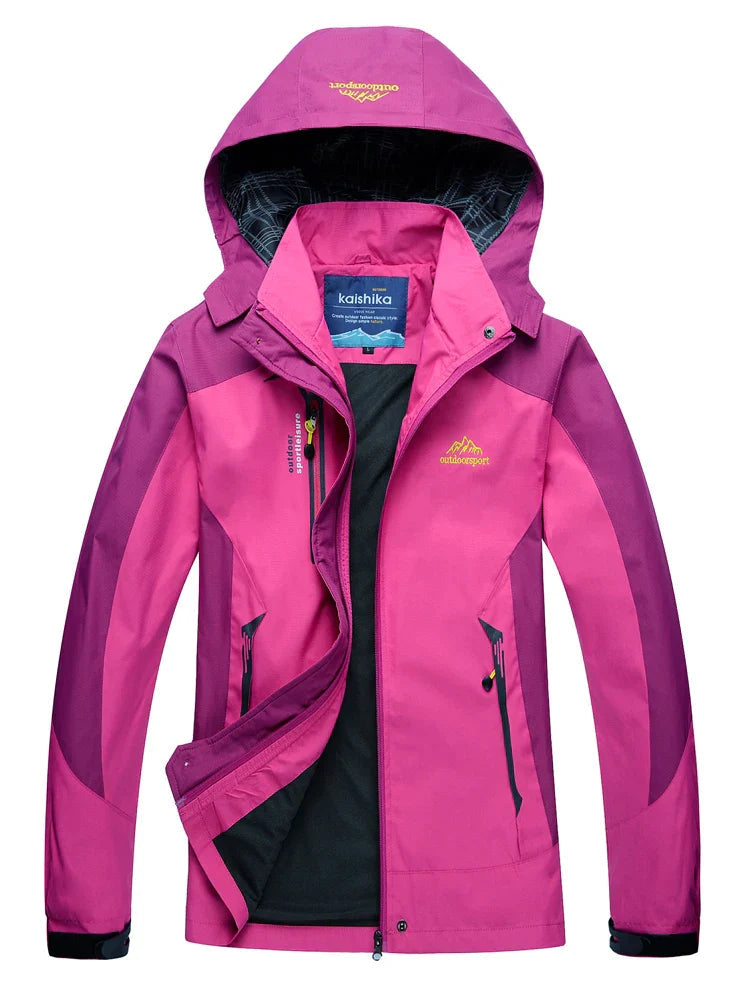Women's Hooded Colour Block Windbreaker Jacket