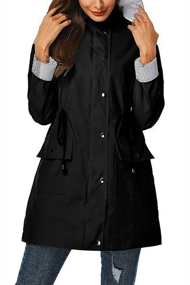 Women's Hooded Drawstring Waist Lightweight Parka