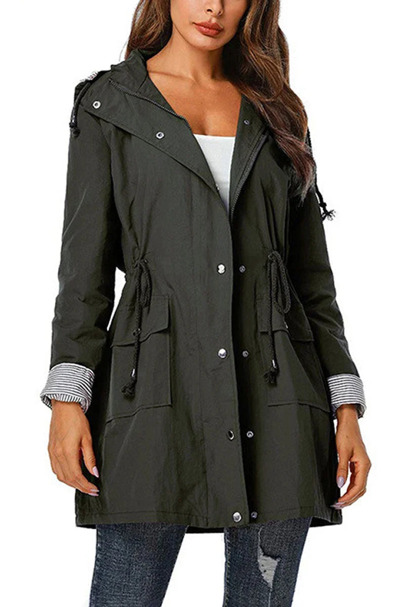 Women's Hooded Drawstring Waist Lightweight Parka