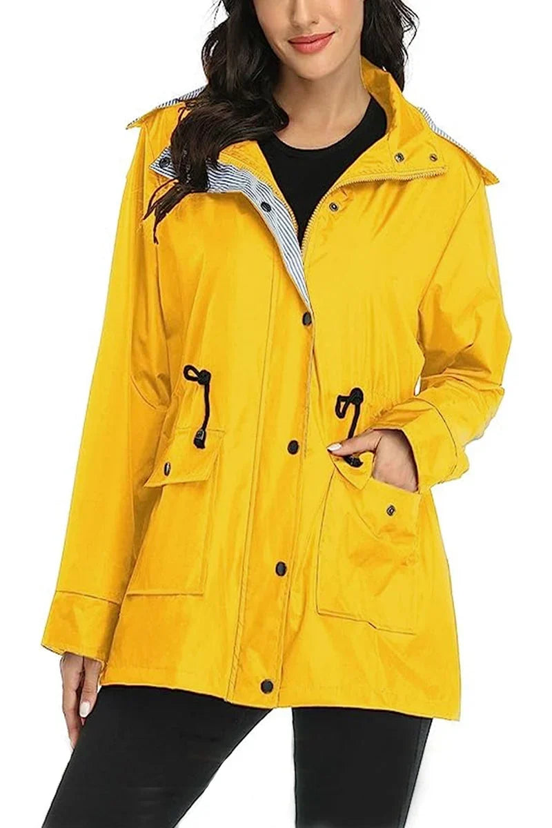 Women's Hooded Drawstring Waist Lightweight Parka