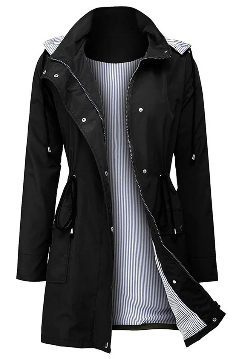 Women's Hooded Drawstring Waist Lightweight Parka