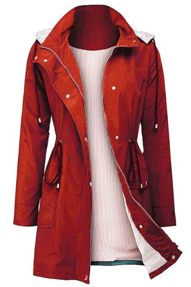 Women's Hooded Drawstring Waist Lightweight Parka