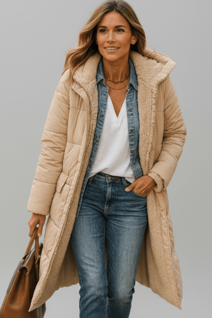 Women's Long Hooded Quilted Puffer Coat