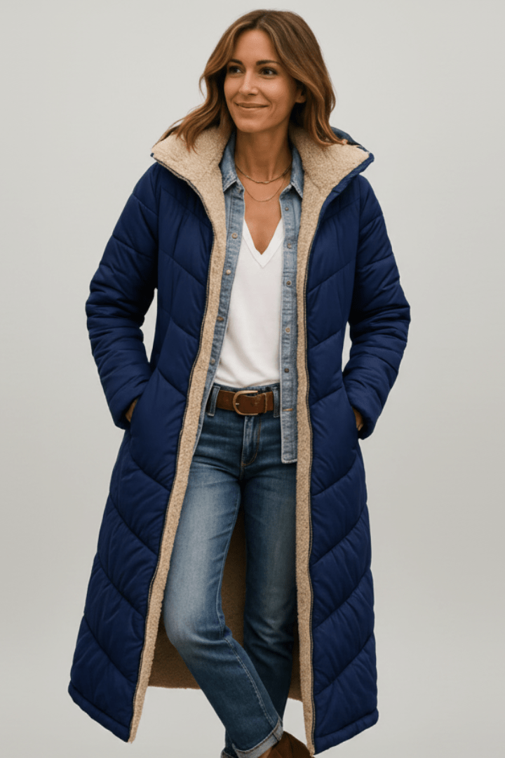 Women's Long Hooded Quilted Puffer Coat