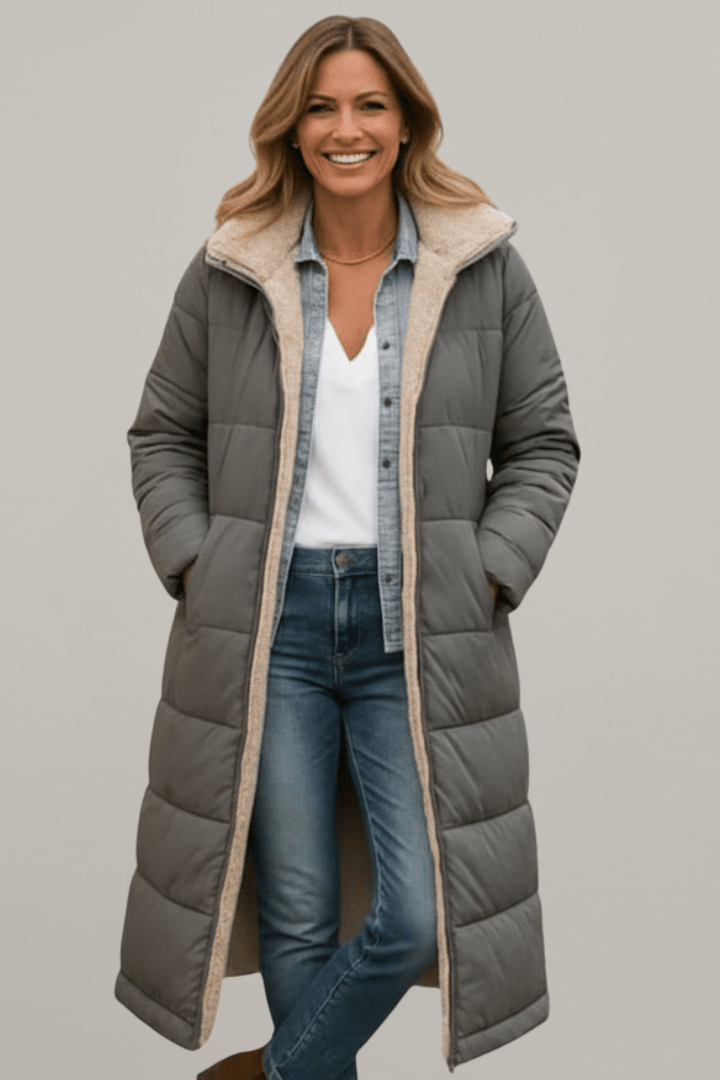 Women's Long Hooded Quilted Puffer Coat