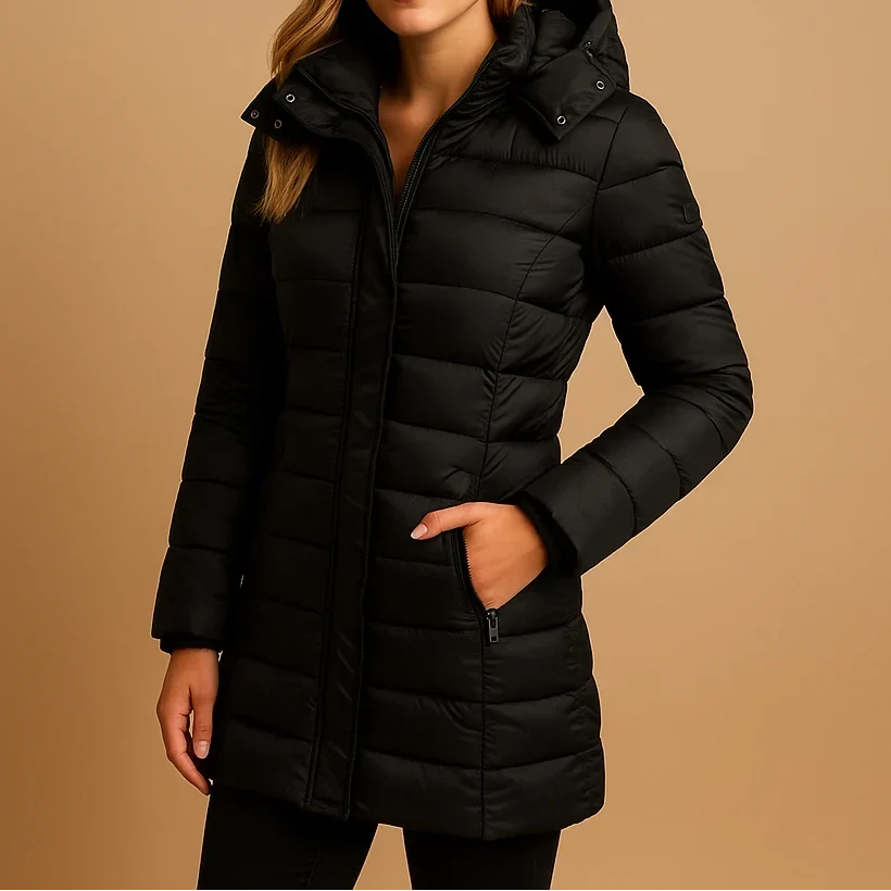 Women's Hooded Longline Quilted Puffer Coat