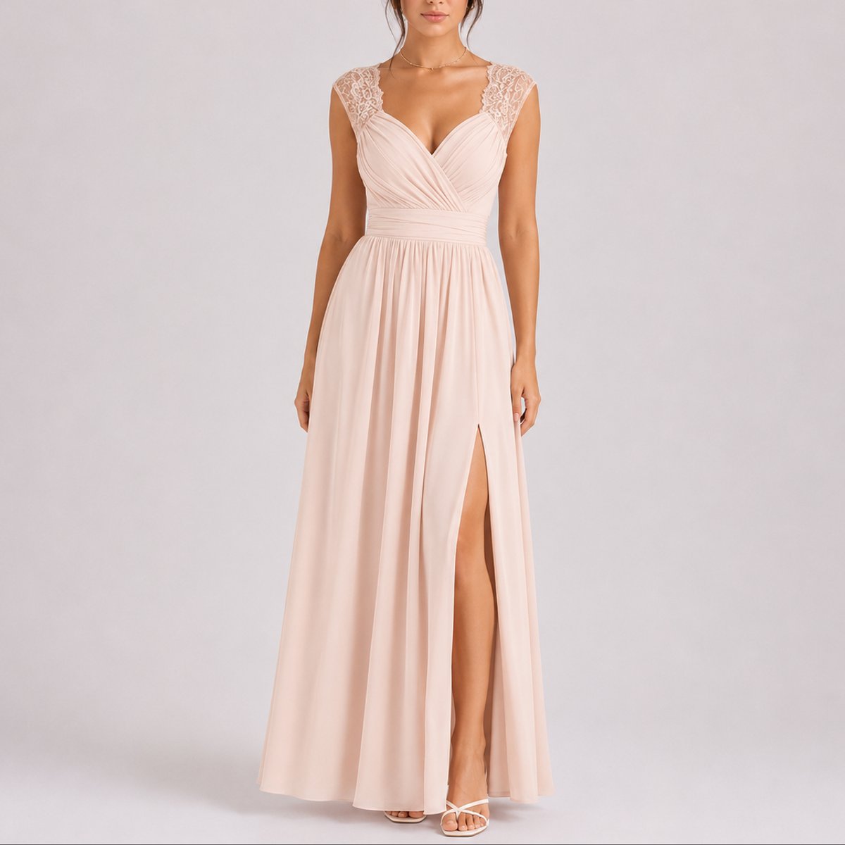 Women's Lace Wrap V-Neck Maxi Dress with Slit