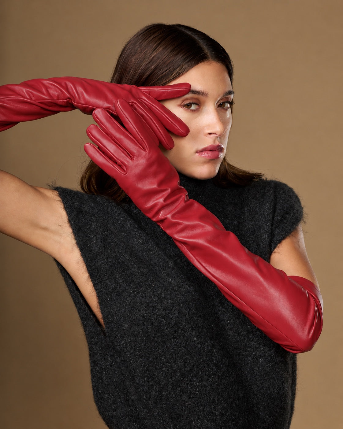 Women's Lambskin Leather Opera Gloves with Silk Lining