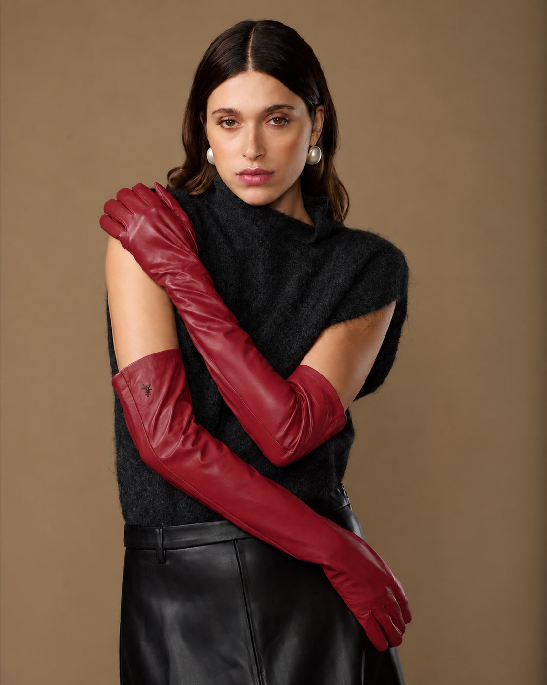 Women's Lambskin Leather Opera Gloves with Silk Lining