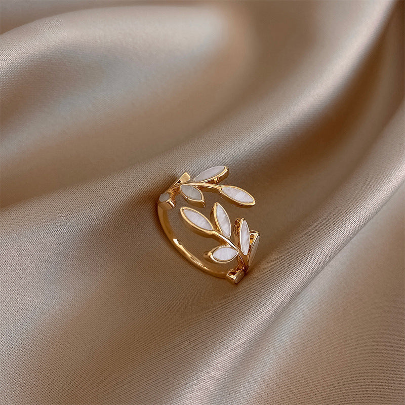 Women's Gold-Plated Laurel Leaf Open Ring