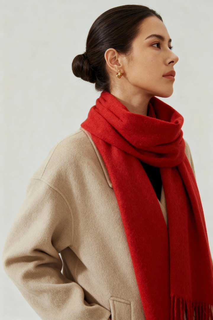 Women's Oversized Long Cashmere-Feel Wrap Scarf with Fringe