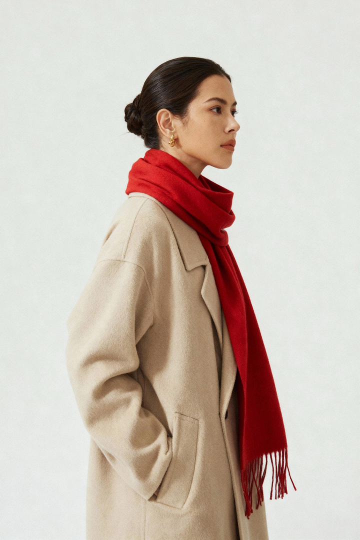 Women's Oversized Long Cashmere-Feel Wrap Scarf with Fringe