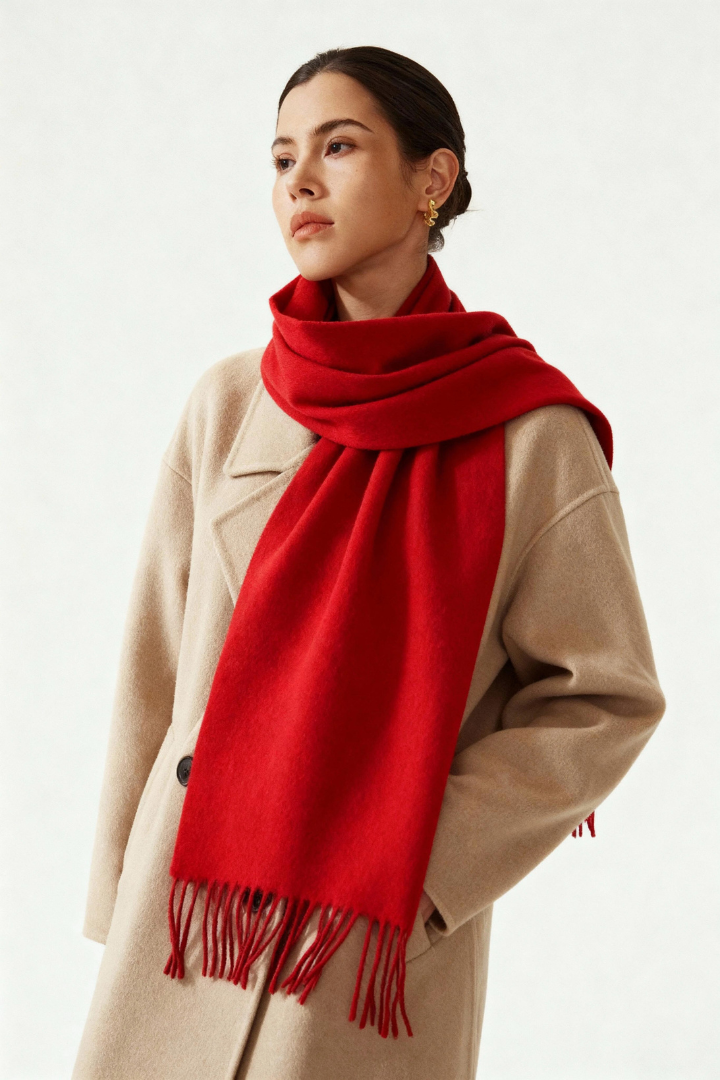 Women's Oversized Long Cashmere-Feel Wrap Scarf with Fringe