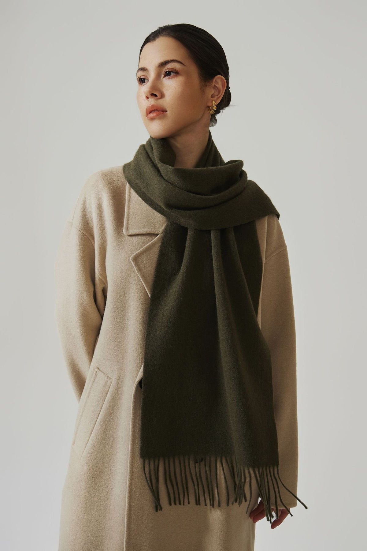 Women's Oversized Long Cashmere-Feel Wrap Scarf with Fringe