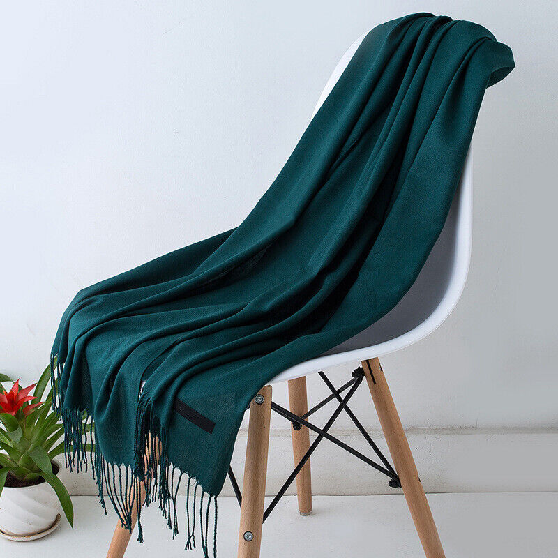 Women's Long Cashmere Wrap Scarf with Tassels