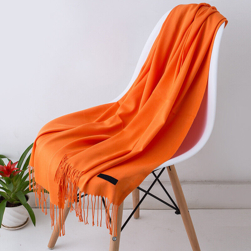 Women's Long Cashmere Wrap Scarf with Tassels