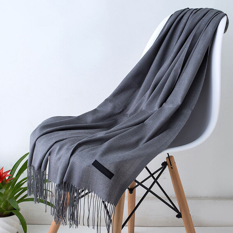 Women's Long Cashmere Wrap Scarf with Tassels