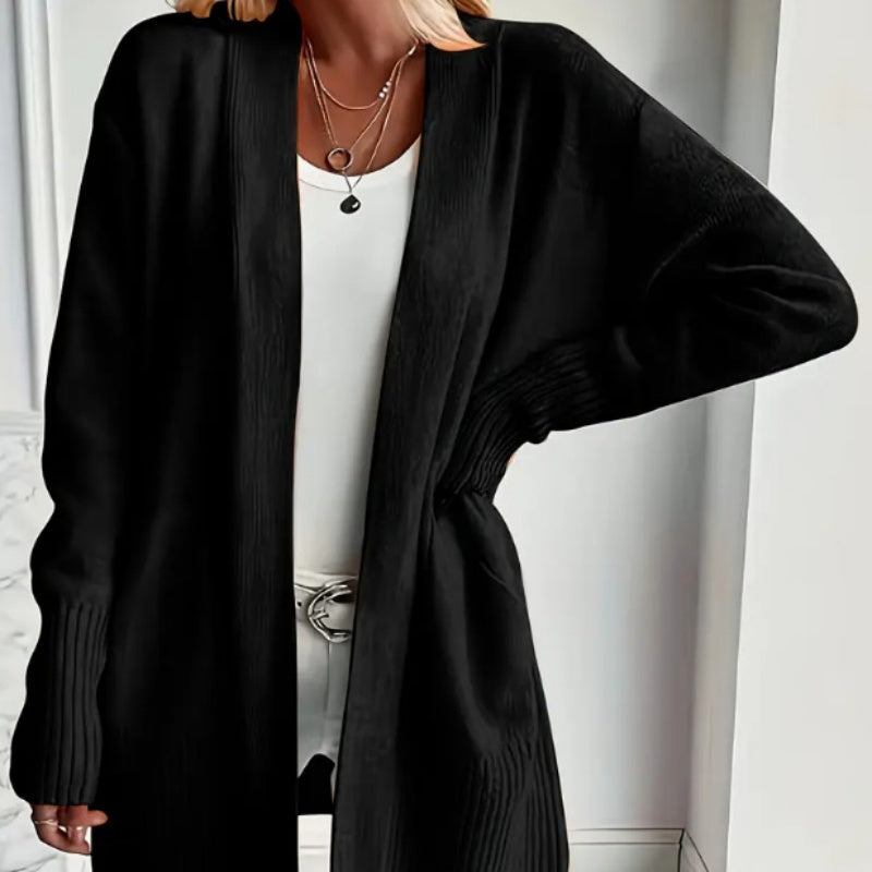 Women's Longline Open-Front Cardigan with Pockets