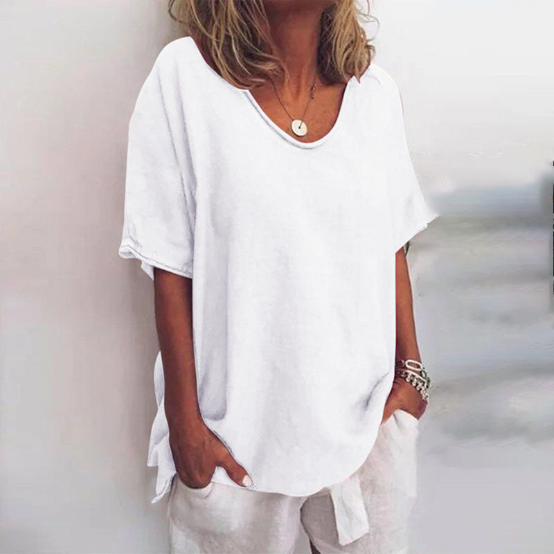 Women's Loose Short Sleeve Round Neck Blouse