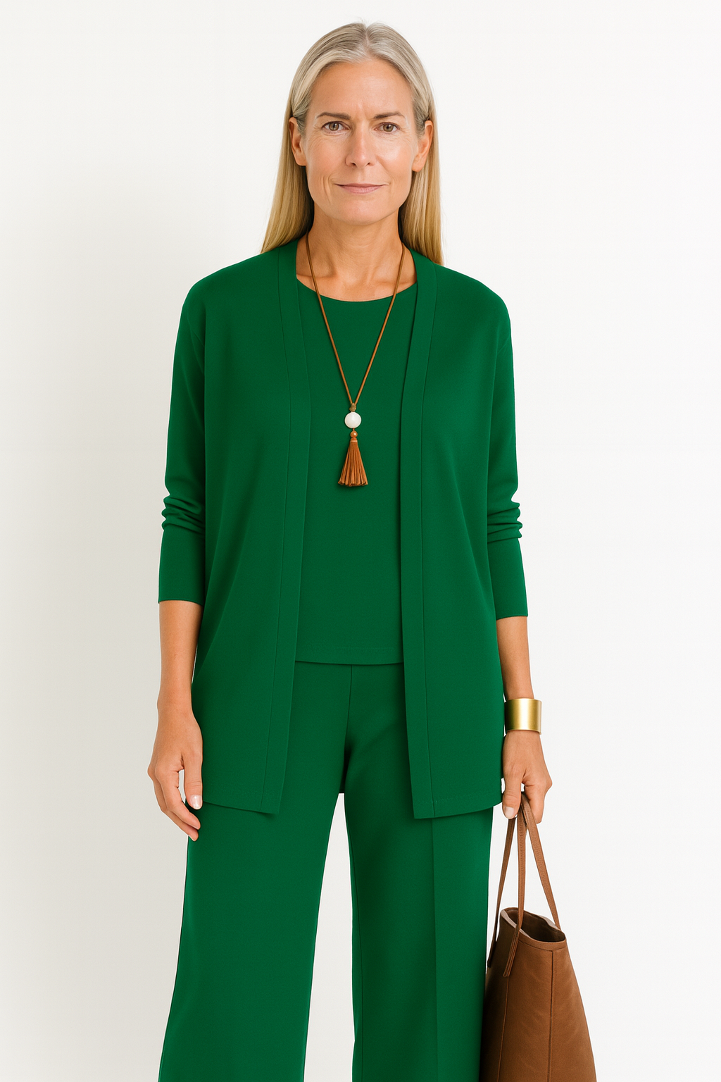 Women's Three-Piece Trouser Set with Cardigan
