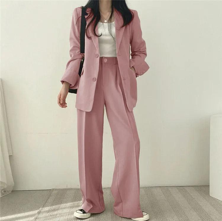 Women's Notch Lapel Blazer & Straight-Leg Trouser Suit