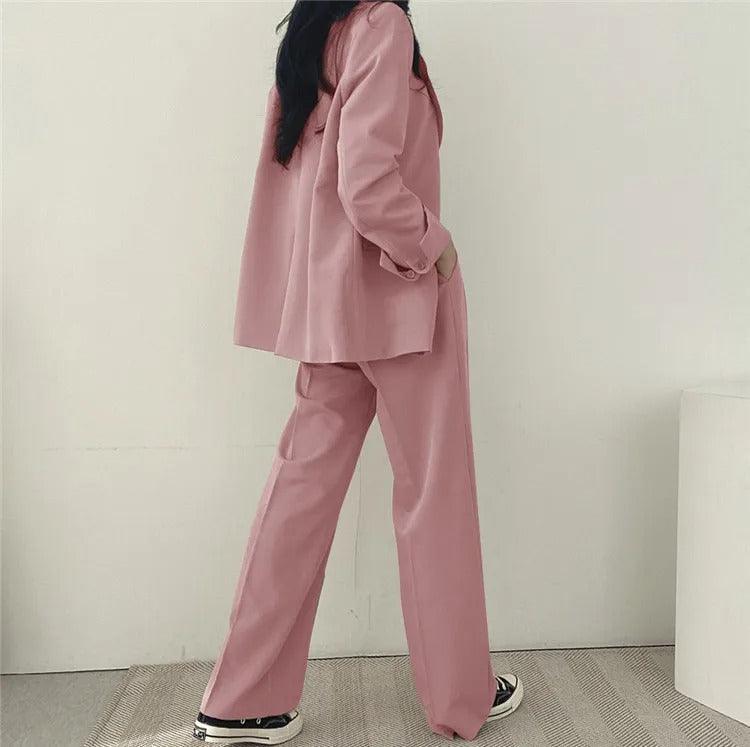 Women's Notch Lapel Blazer & Straight-Leg Trouser Suit