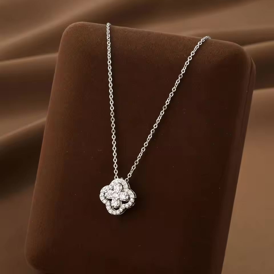 Women's Crystal Clover Pendant Necklace