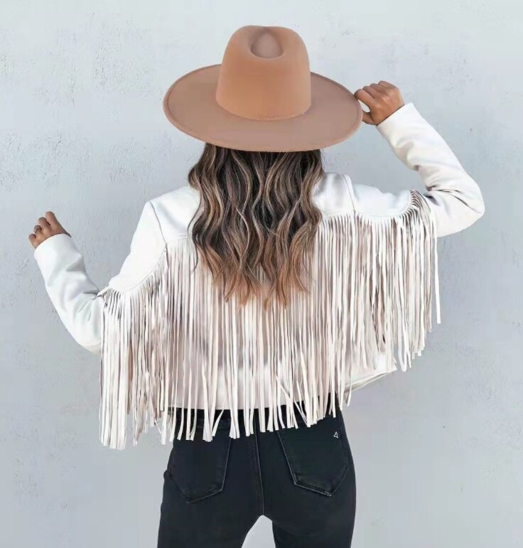 Women's Cropped Western Fringe Faux Suede Jacket
