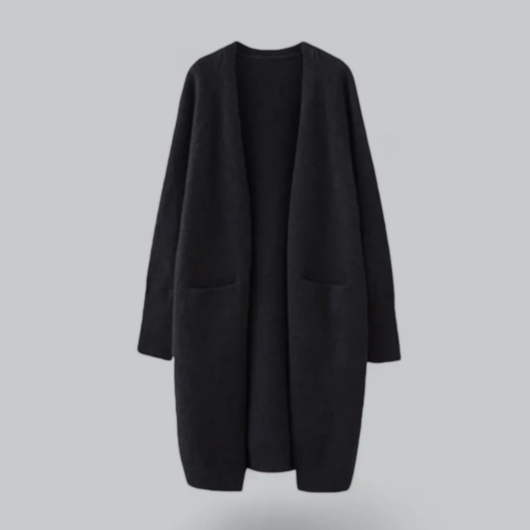 Women's Long Open-Front Knit Cardigan with Pockets