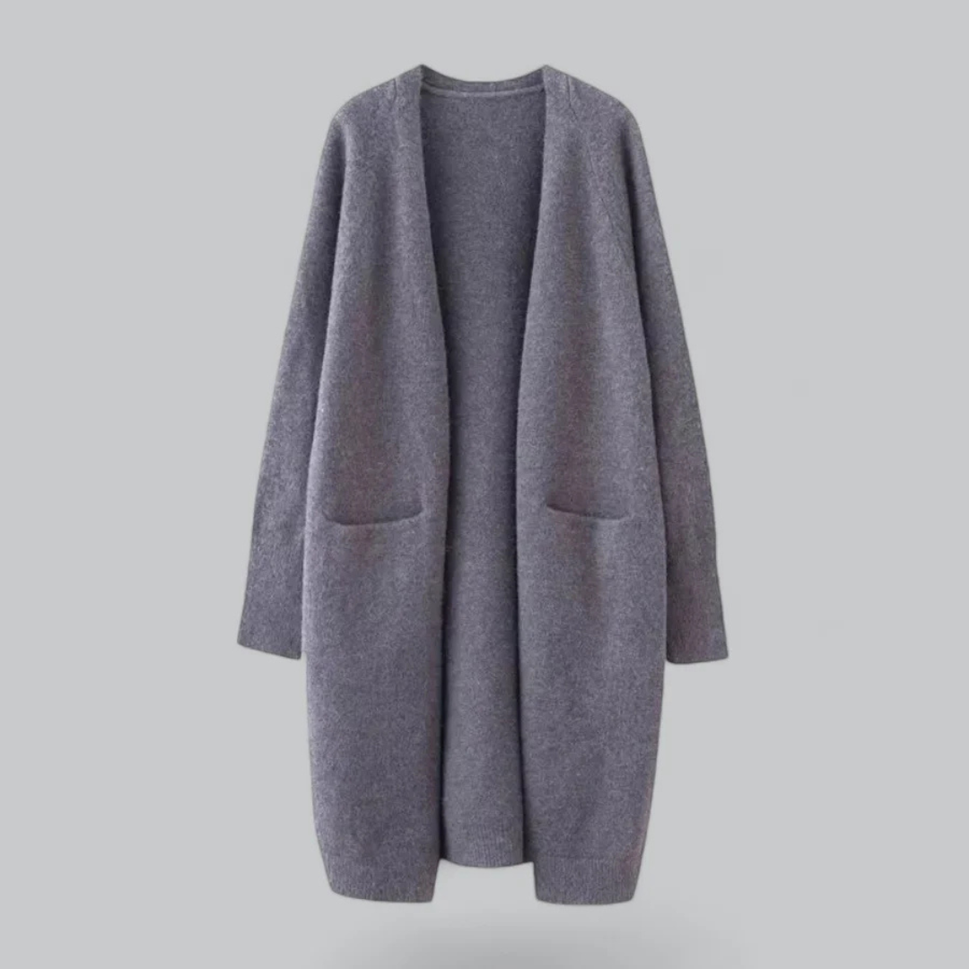 Women's Long Open-Front Knit Cardigan with Pockets