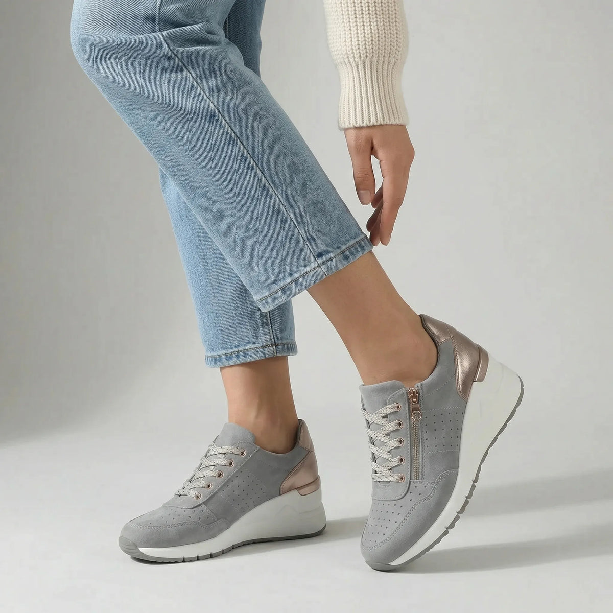 Women's Comfort Walking Faux Suede Trainers with Arch Support