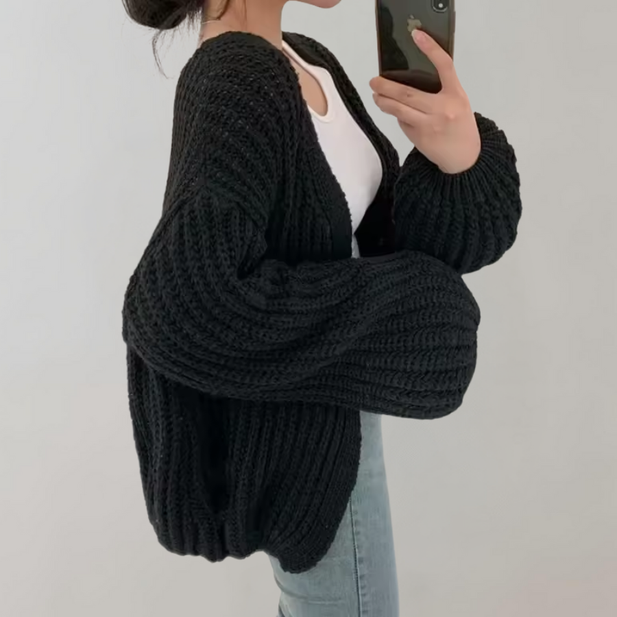 Women's Oversized Chunky Knit Open-Front Cardigan