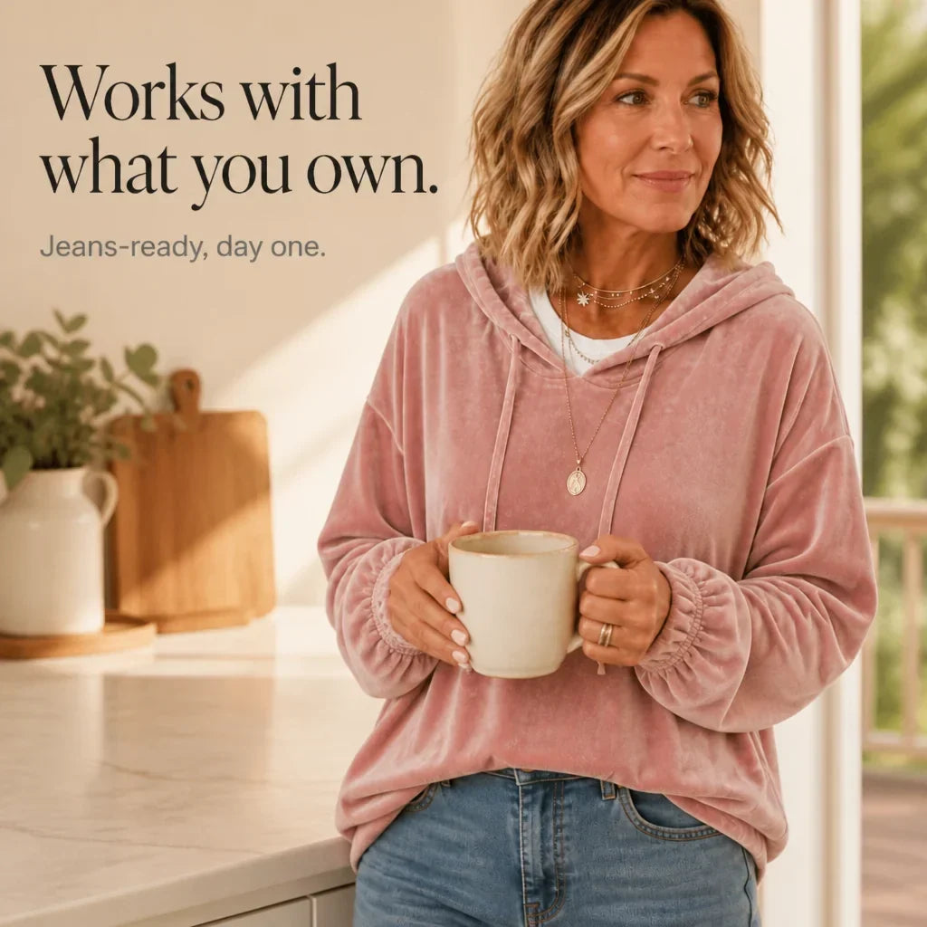 Women's Oversized Velour Drawstring Hoodie