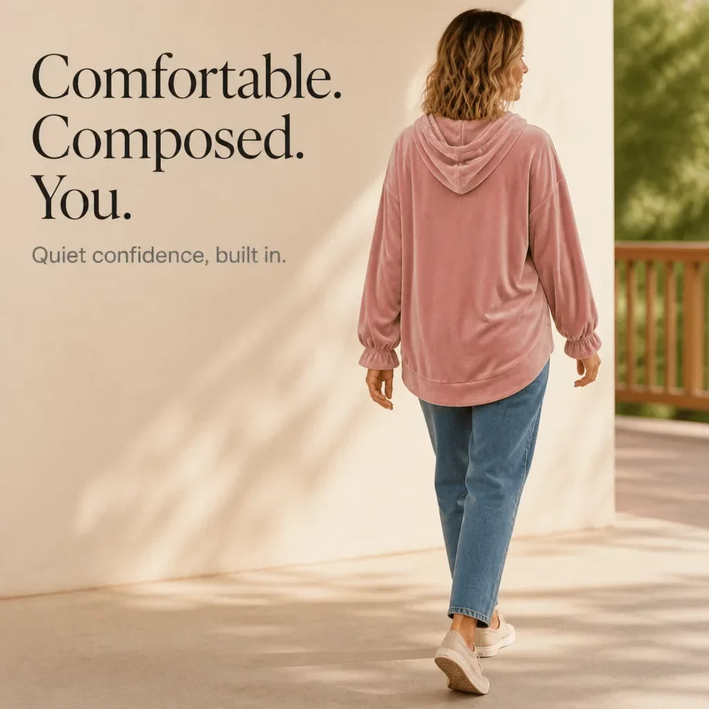 Women's Oversized Velour Drawstring Hoodie