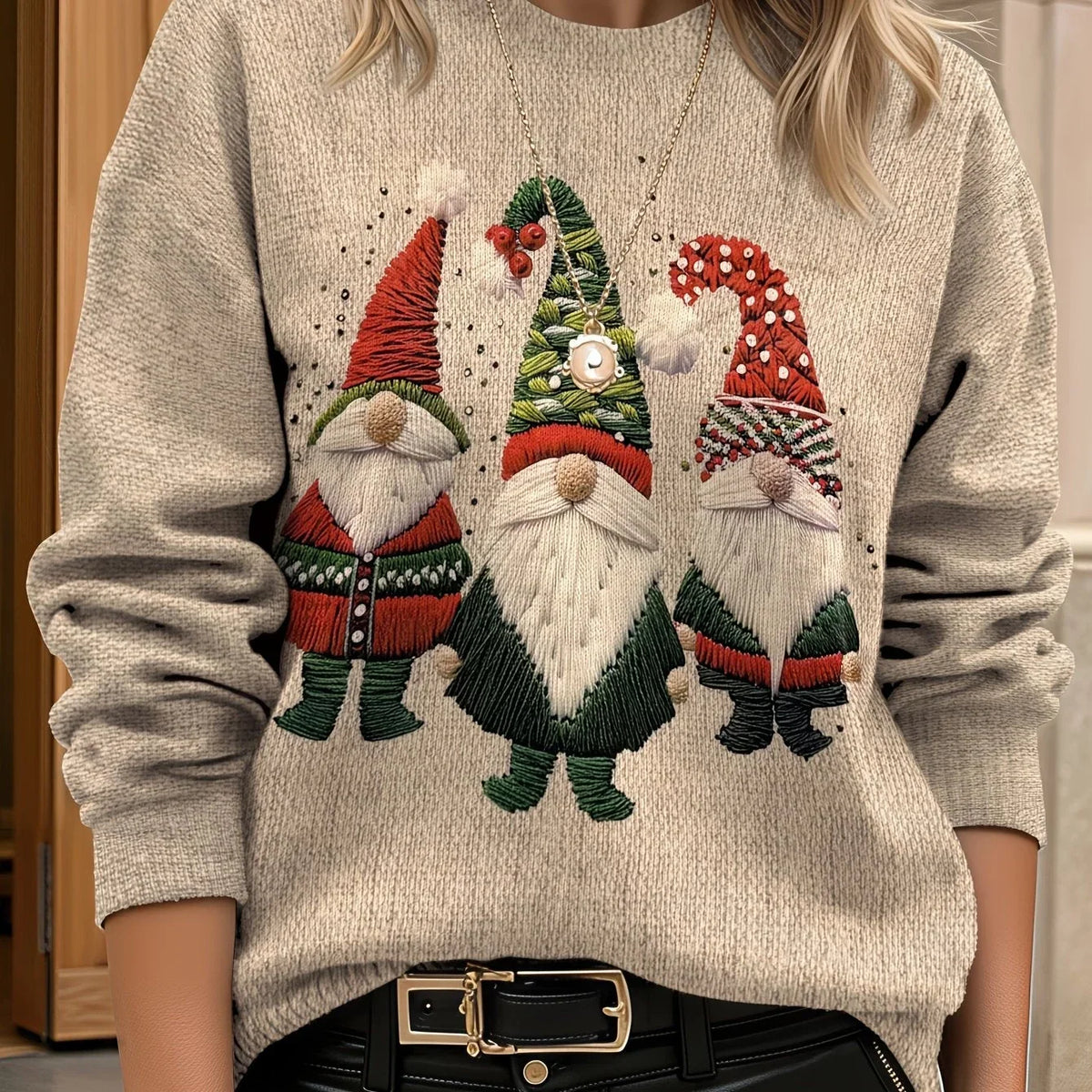 Women's Christmas Jumper 3D Gnome Oversized