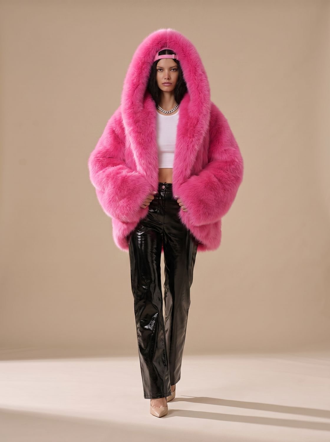Women's Oversized Faux Fur Hooded Winter Jacket