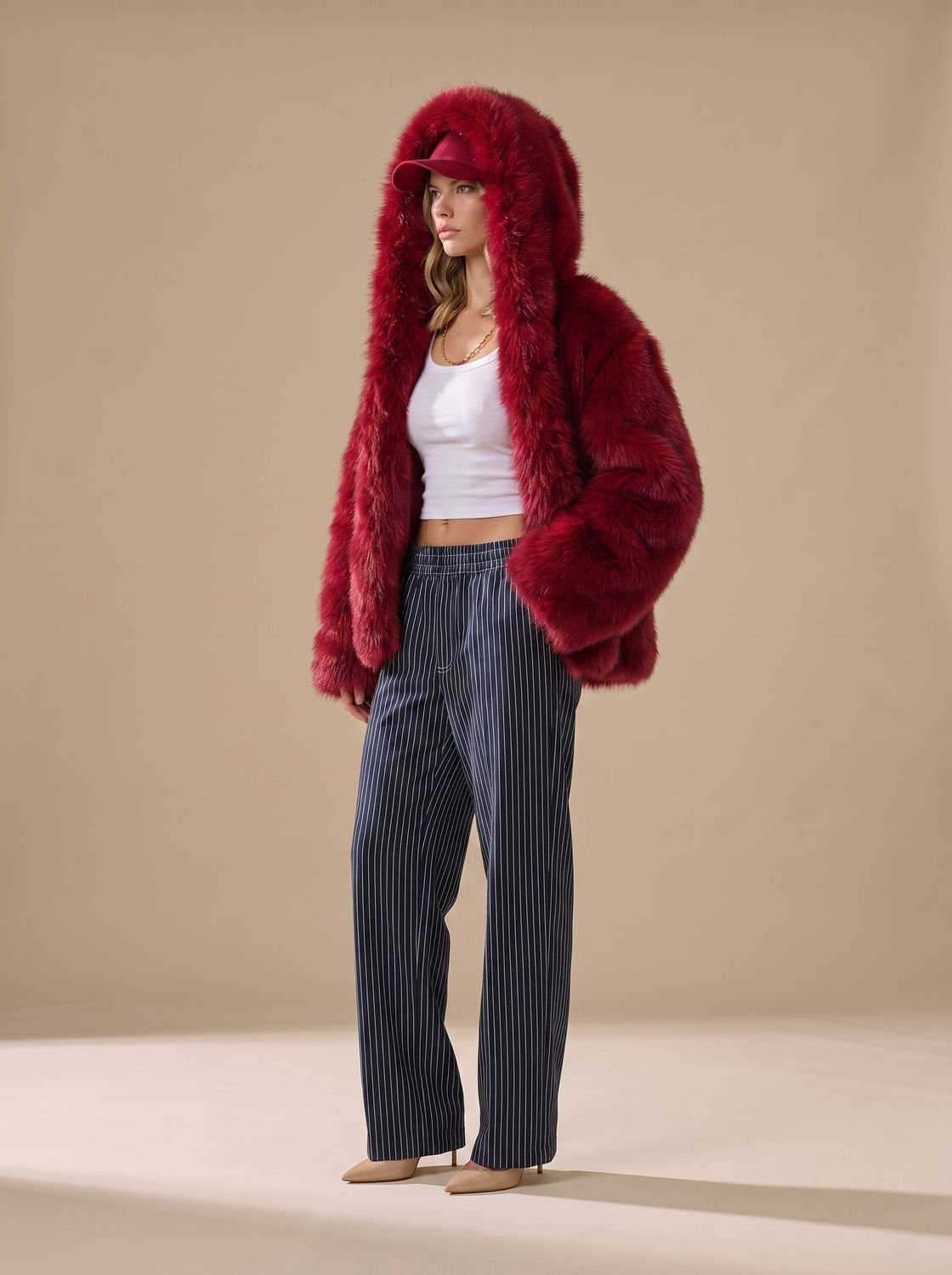 Women's Oversized Faux Fur Hooded Winter Jacket