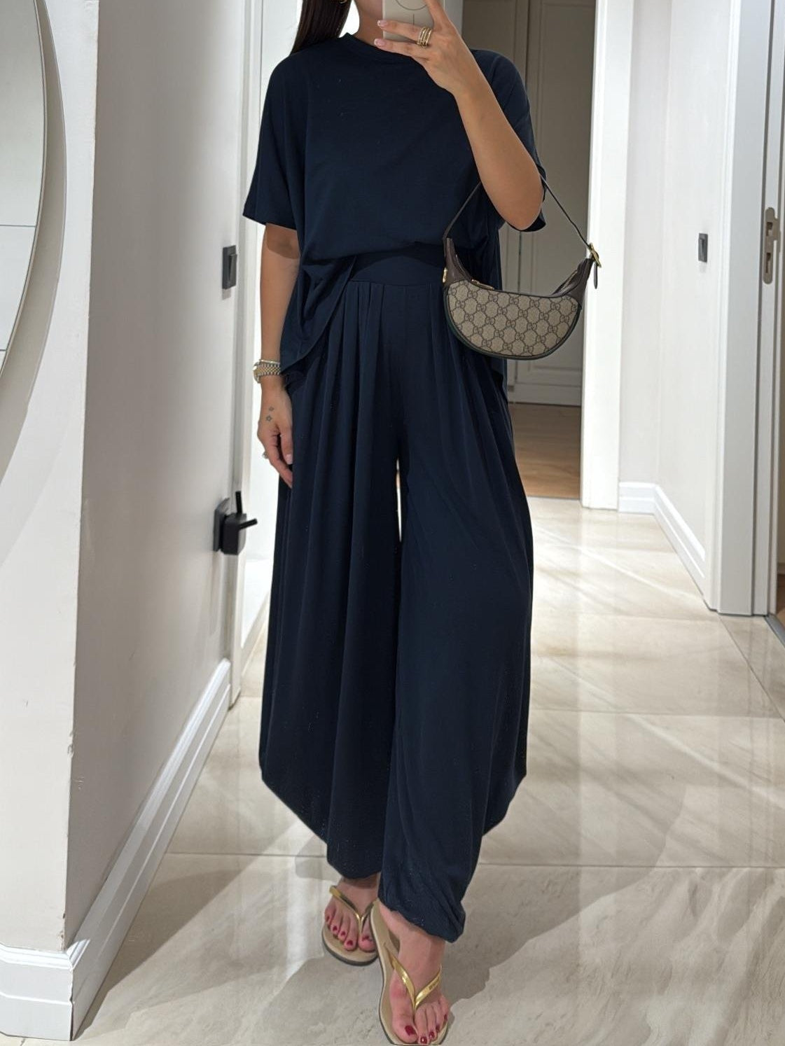 Women's Oversized T-Shirt & Wide-Leg Trouser Lounge Set