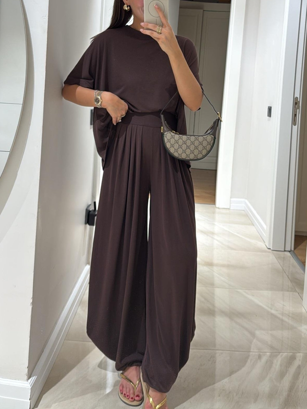 Women's Oversized T-Shirt & Wide-Leg Trouser Lounge Set