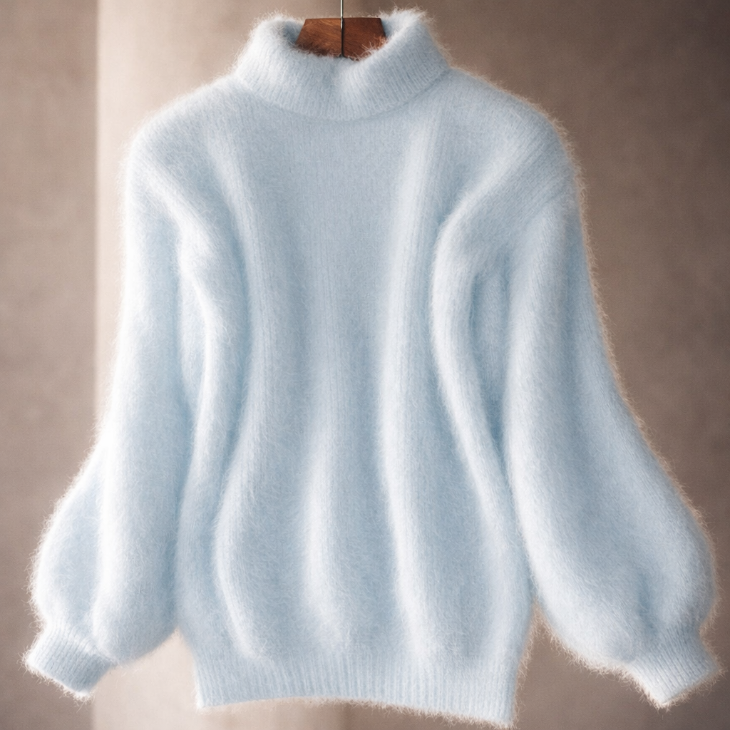 Women's Fluffy Oversized Mohair-Look Roll Neck Jumper