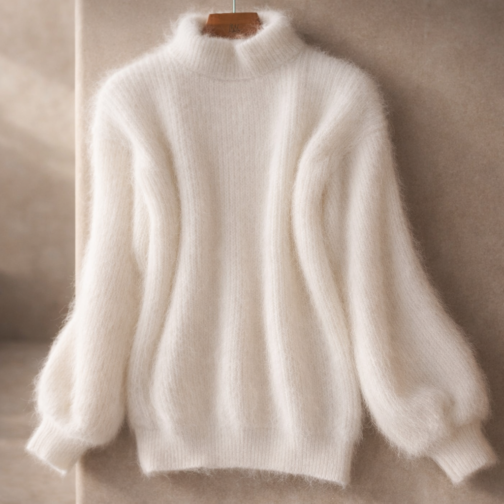 Women's Fluffy Oversized Mohair-Look Roll Neck Jumper