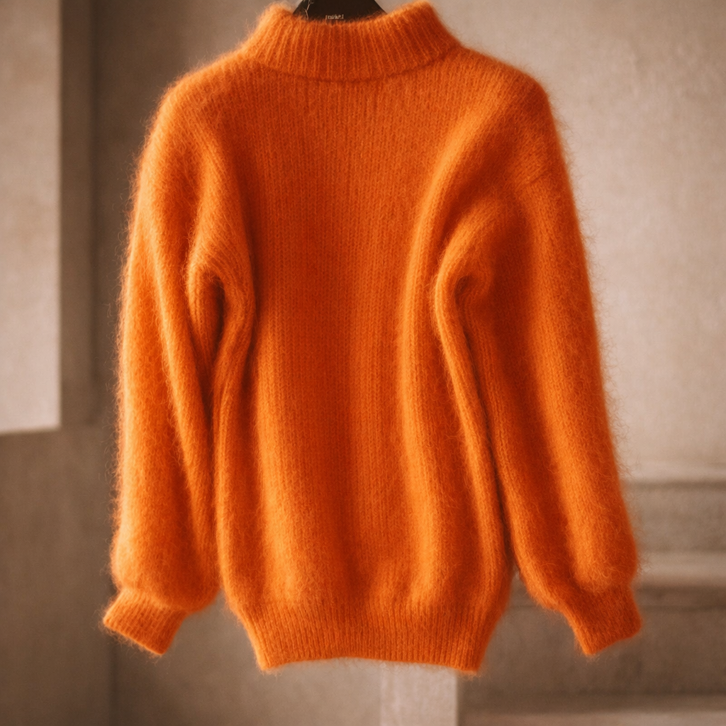 Women's Fluffy Oversized Mohair-Look Roll Neck Jumper